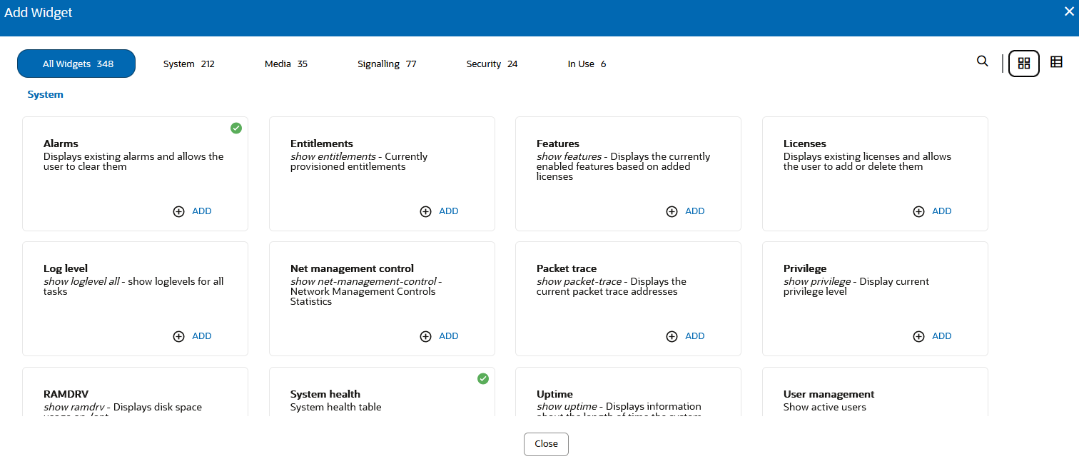 This image shows the add widget card layout.
