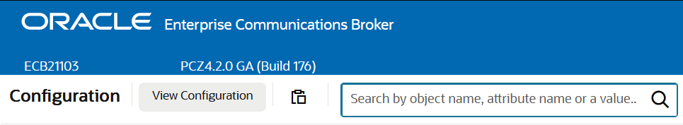 This screen capture shows the location of the Search button on the Configuration page header. This screen capture shows the location of the Search button on the Configuration page header.