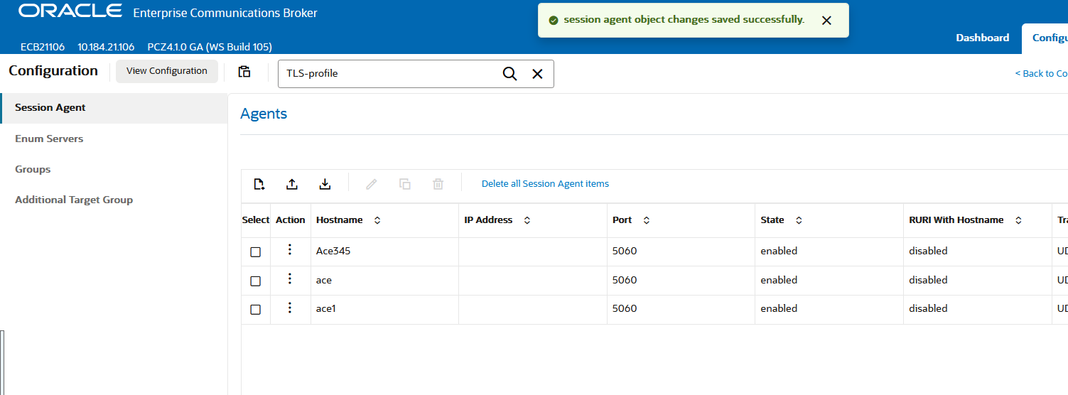 This image displays a configuration success message. This image displays a configuration success message.