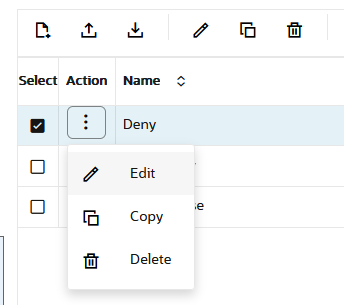 This screen capture shows the right-click menu for the edit, copy, and delete operations. This screen capture shows the right-click menu for the edit, copy, and delete operations.