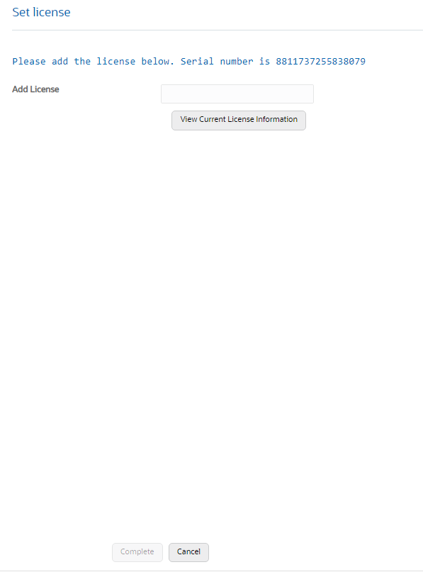 This image is a screen capture of the Set License dialog showing the link you can click to view a list of your current licenses.