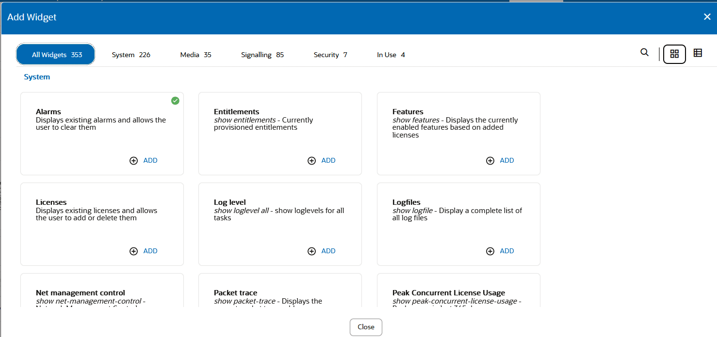 This image shows the add widget card layout. This image shows the add widget card layout.