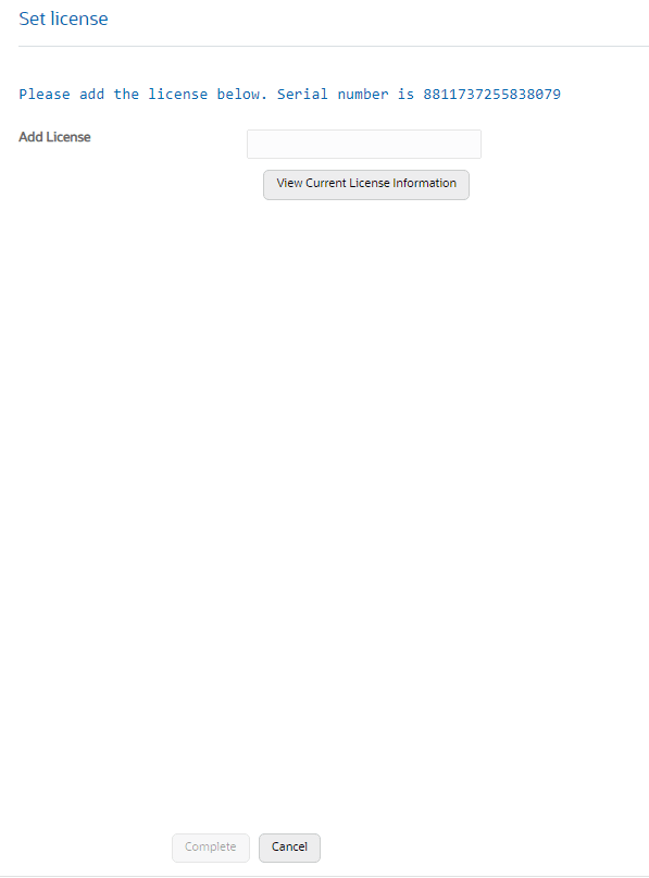 This image is a screen capture of the Set License dialog showing the link you can click to view a list of your current licenses.