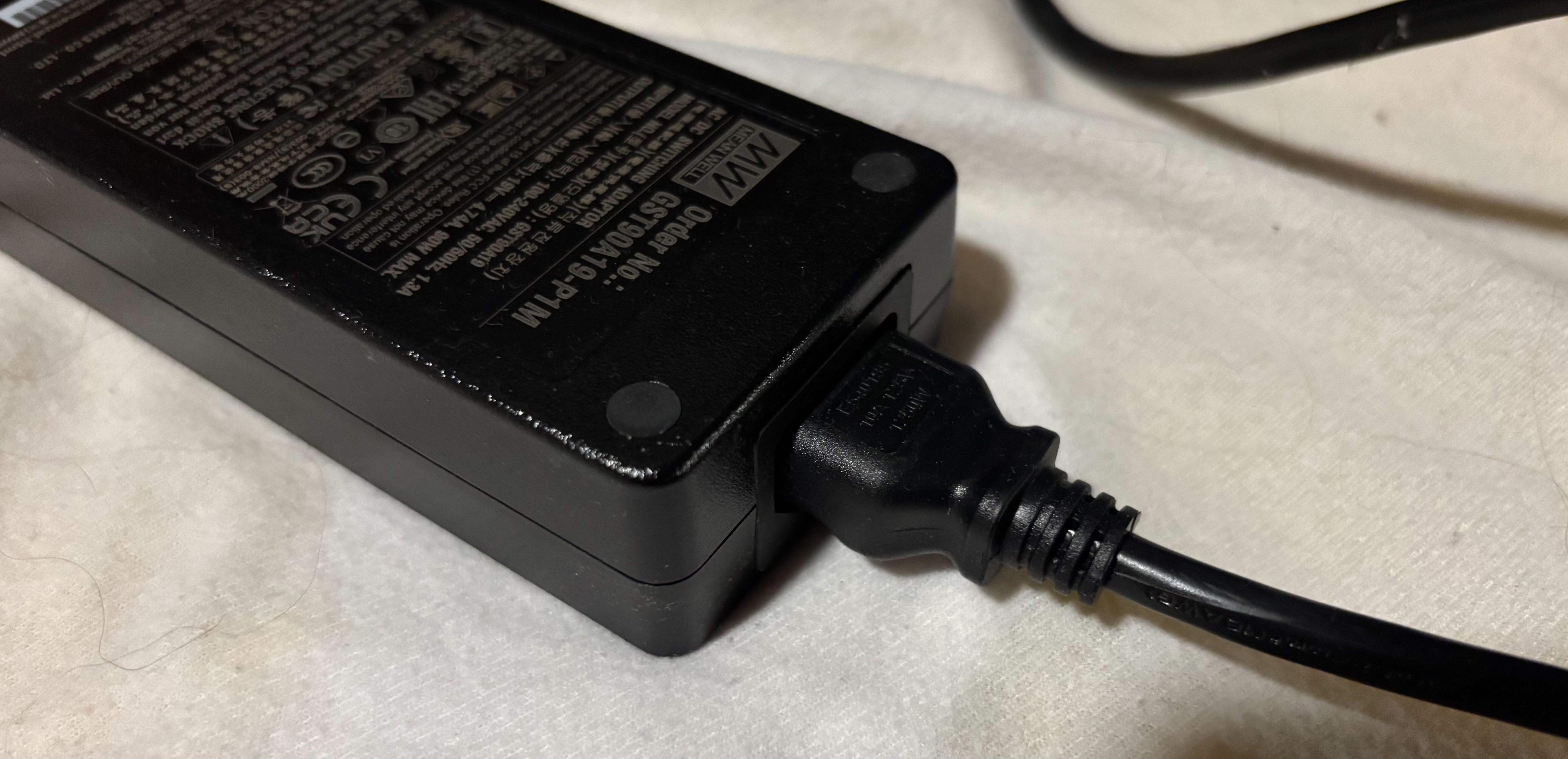 power cord to AC adapter