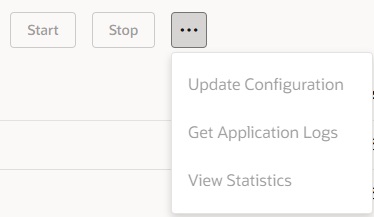 This screen capture shows the applications Actions menu.