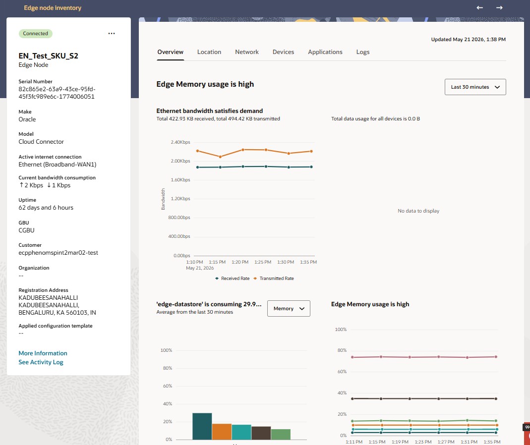 This screenshot shows an example of the Edge Nodes Inventory Details page. This screenshot shows an example of the Edge Nodes Inventory Details page.