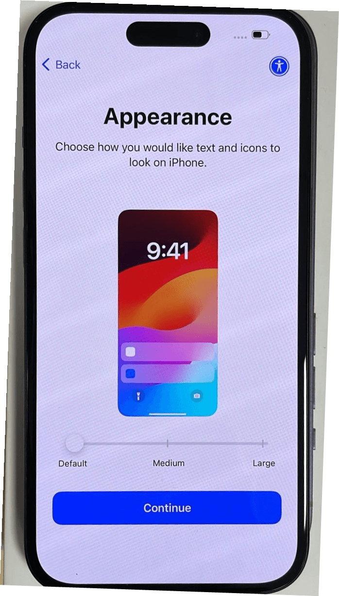 Set Appearance screen