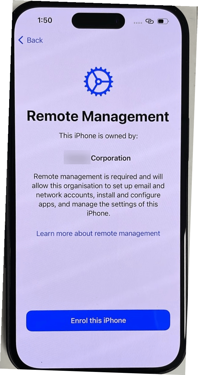 Remote Management screen