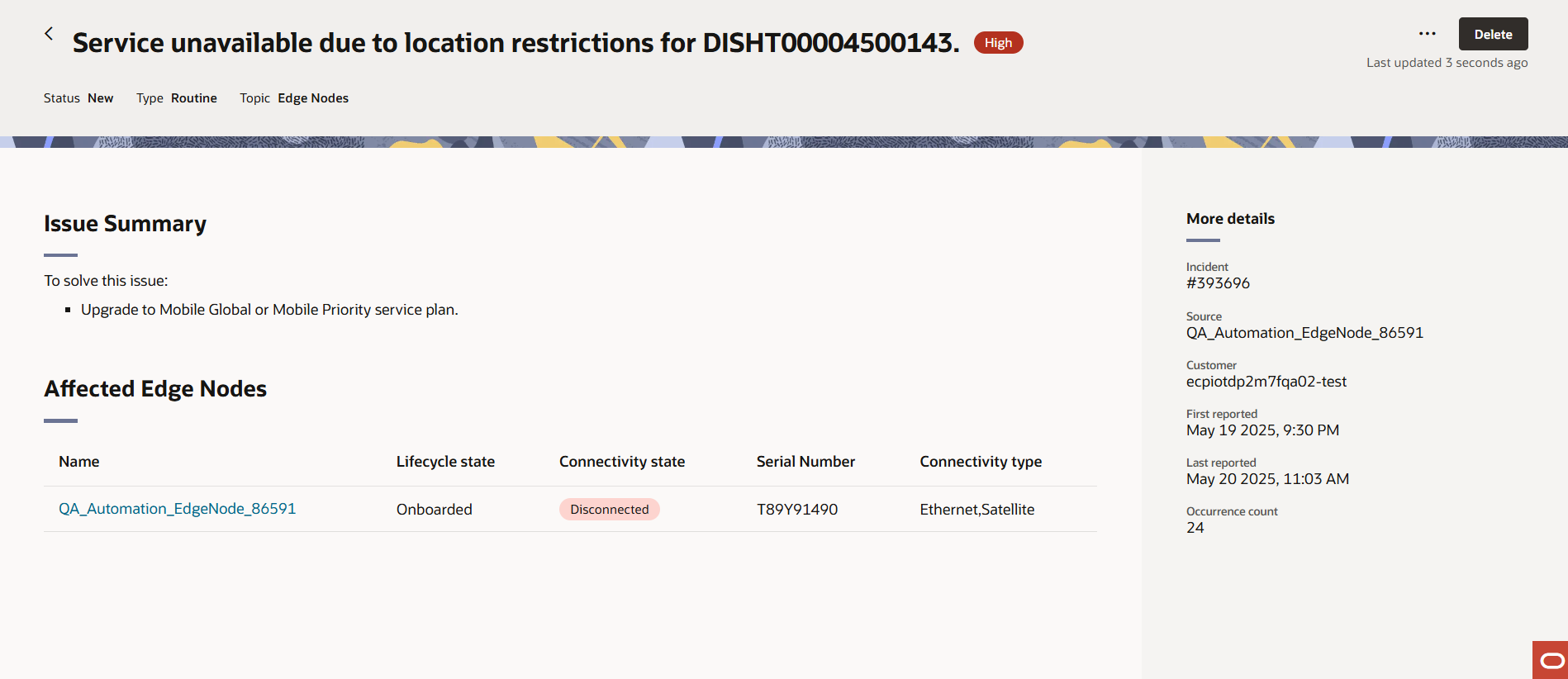 This screen capture shows the device details page for the ECP and GBU Admin.
