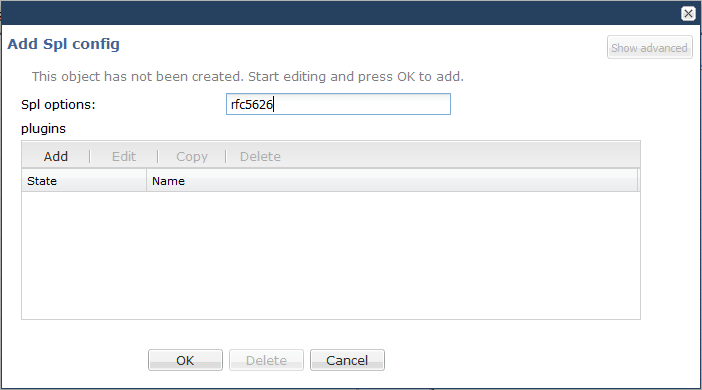 This screenshot shows the Web GUI's spl-config dialog box. This screenshot shows the Web GUI's spl-config dialog box.
