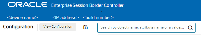 This screen capture shows the location of the Search button on the Configuration page header.