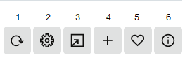 This screen capture shows the Widget controls. Each icon is numbered to correspond to the list that follows the screen capture.