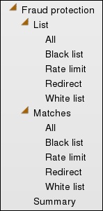 This image is a screen capture of the expanded list of all of the fraud protection widgets.