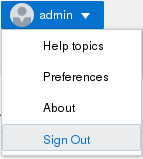 This screen capture shows the user menu with Sign Out highlighted.