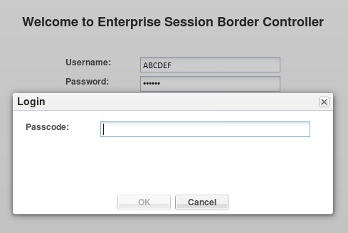 This image is a screen capture of the user login dialog, showing the passcode field that displays when you enable two-factor authentication.