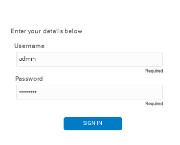 This screen capture shows the Web GUI log on dialog