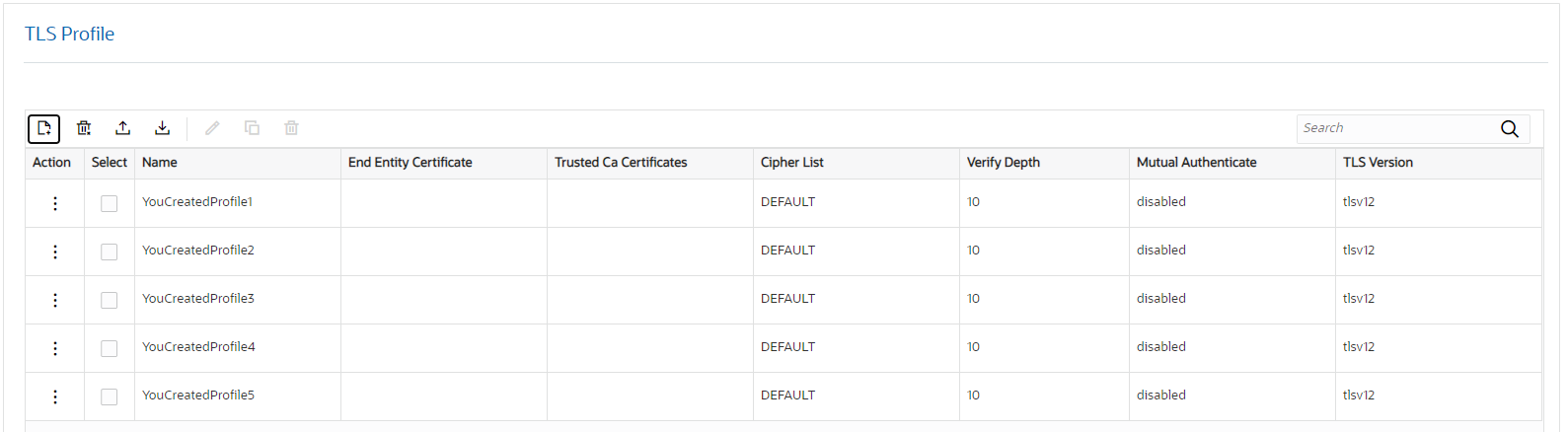 This screen capture shows the search field on a multi-instance configuration object.