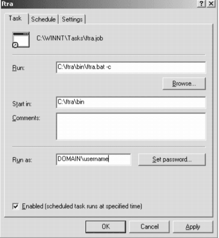 FTRA Windows Scheduled Task