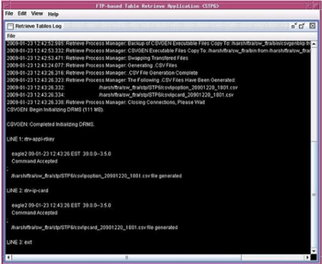 Retrieve Table Log with the RTRV-STP Command CSV Example
