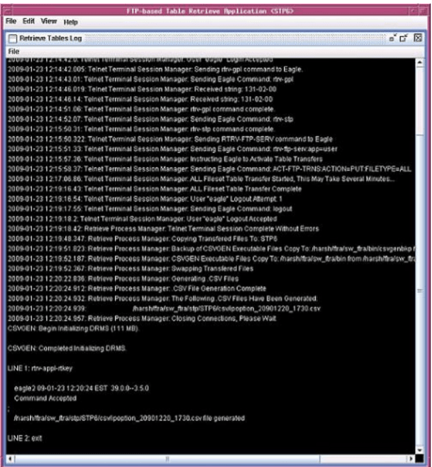 Retrieve Tables Log Window without Errors
