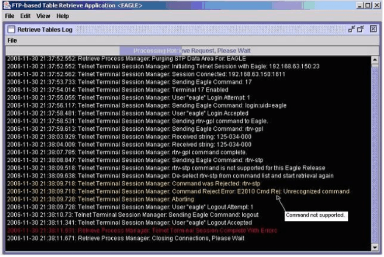 Rtrv-stp Command unsupported on EAGLE release