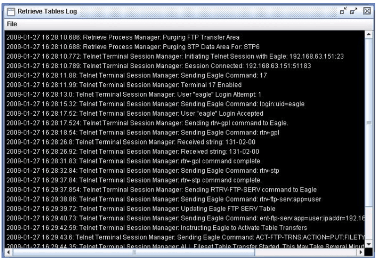 Successful Retrieval Session for rtrv-stp command