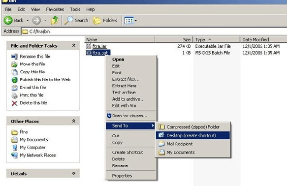 Creating a Shortcut to FTRA