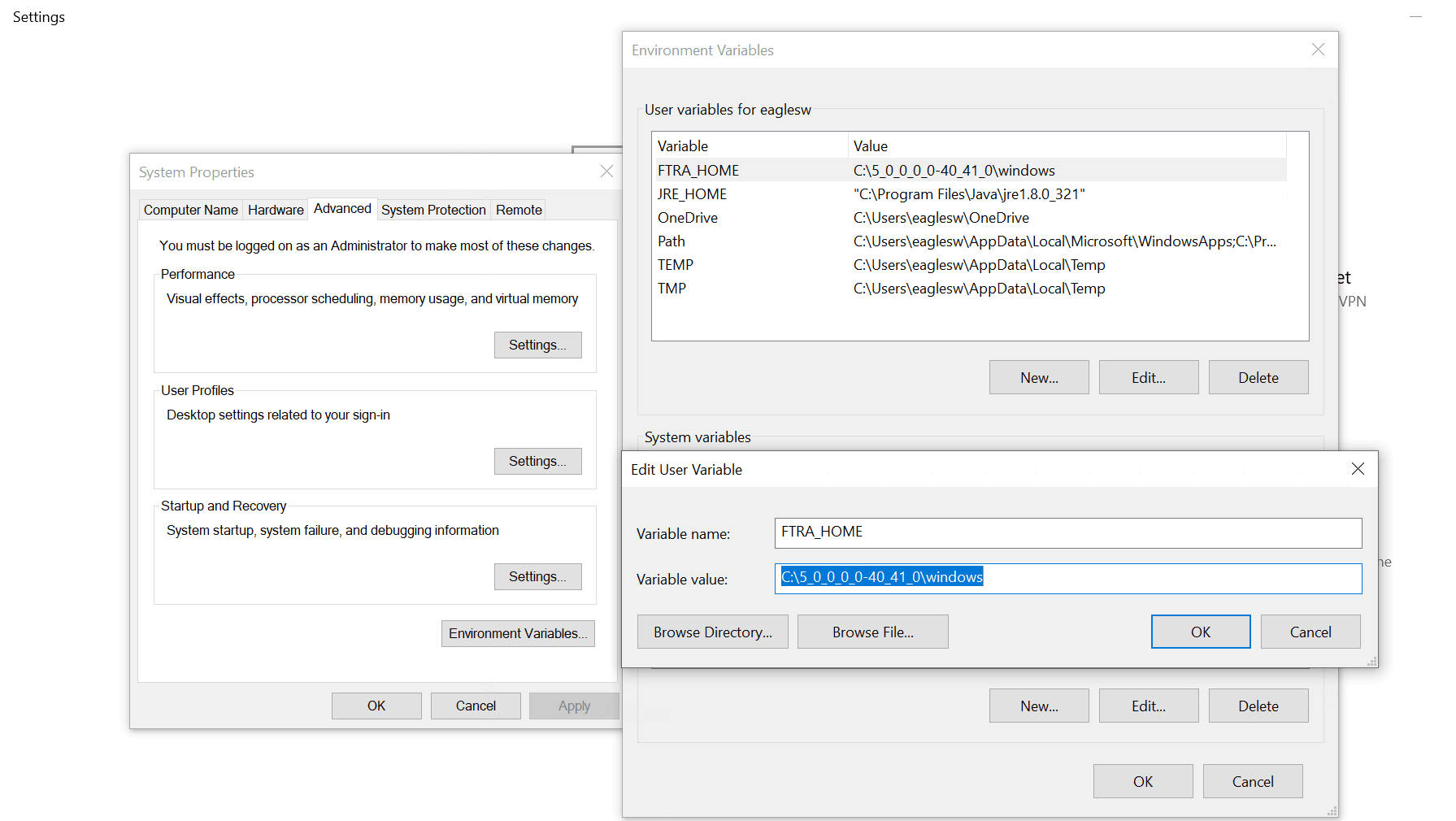 Setting the Environment Variables