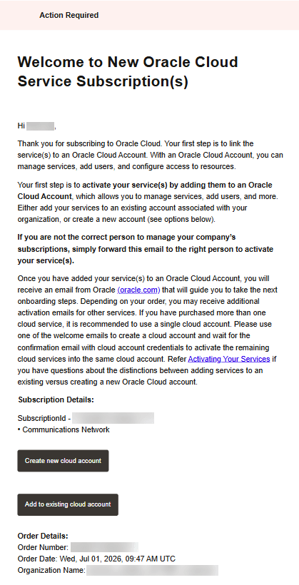 Sample activation email