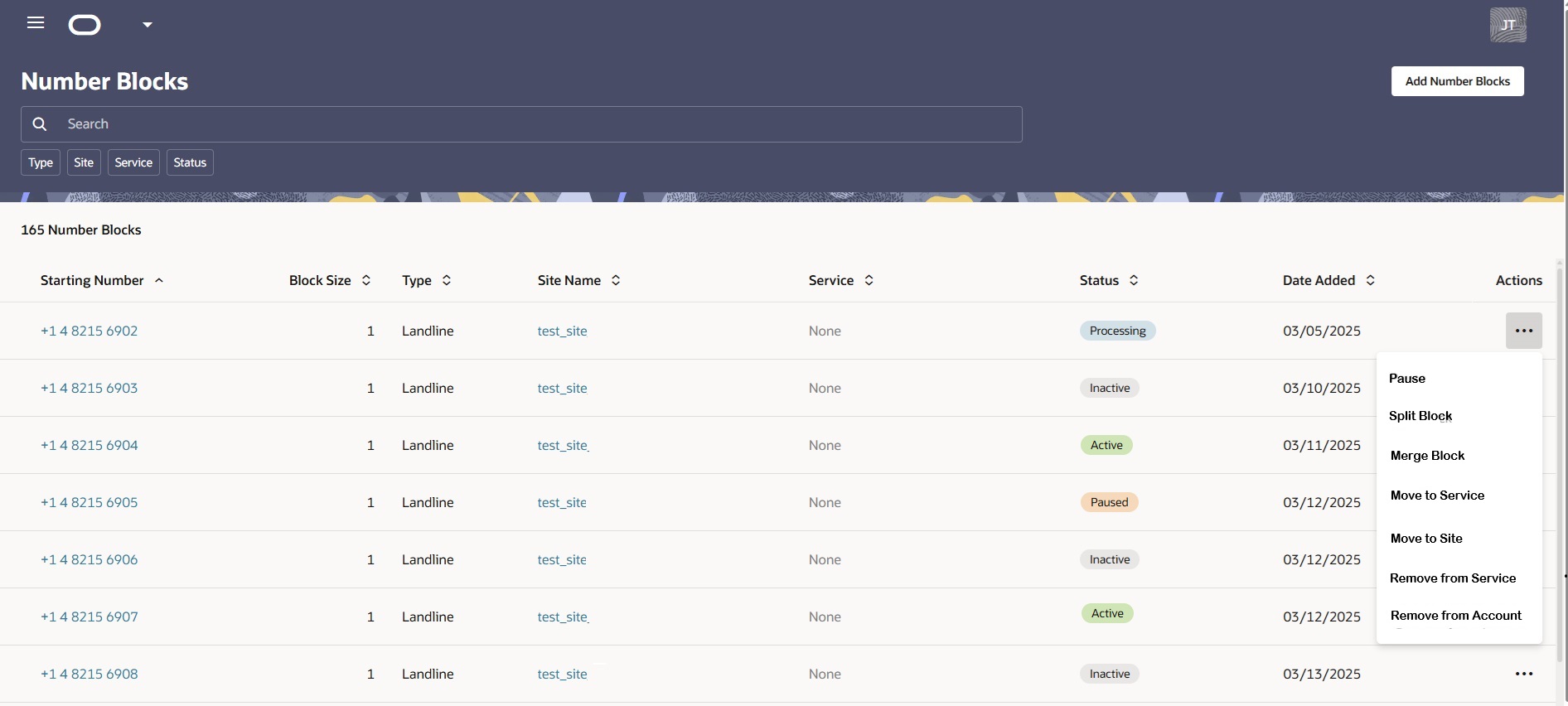 This screen capture shows an example of the Number Blocks page.
