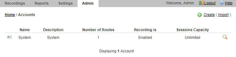 This screenshot shows the Accounts page. This screenshot shows the Accounts page.