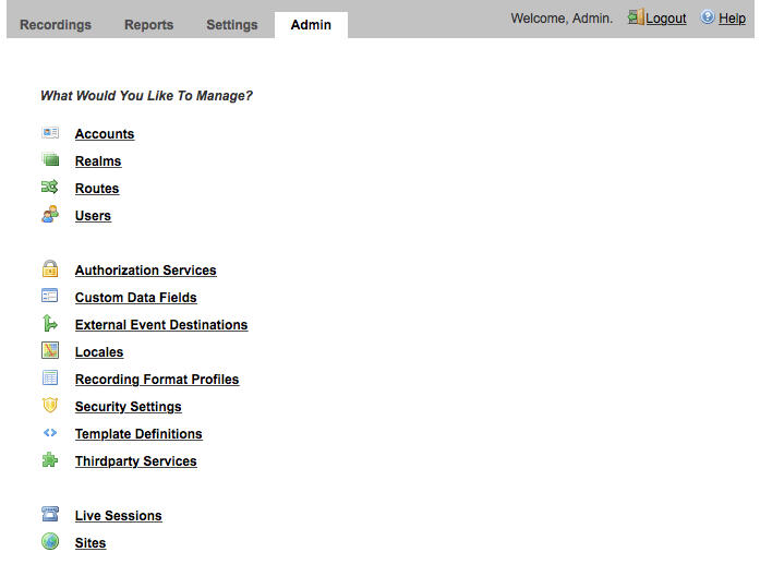 This screenshot shows the ISR's Administrator page.