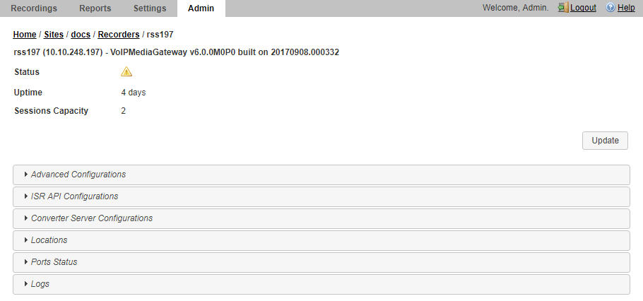 This screenshot shows the site's RSS recorder information.