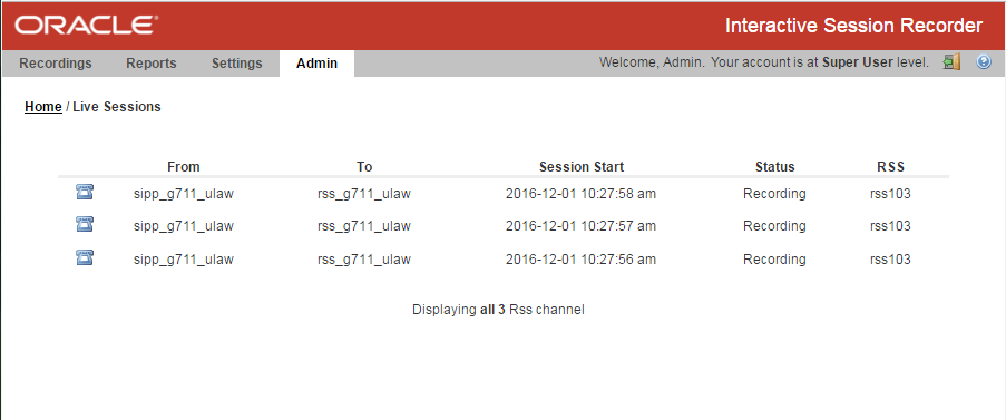 This screenshot shows the Live Sessions page. This screenshot shows the Live Sessions page.