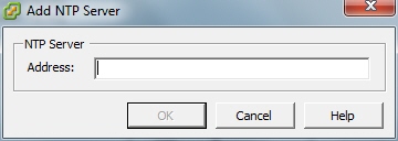 This screenshot shows the Add NTP Server dialog box.