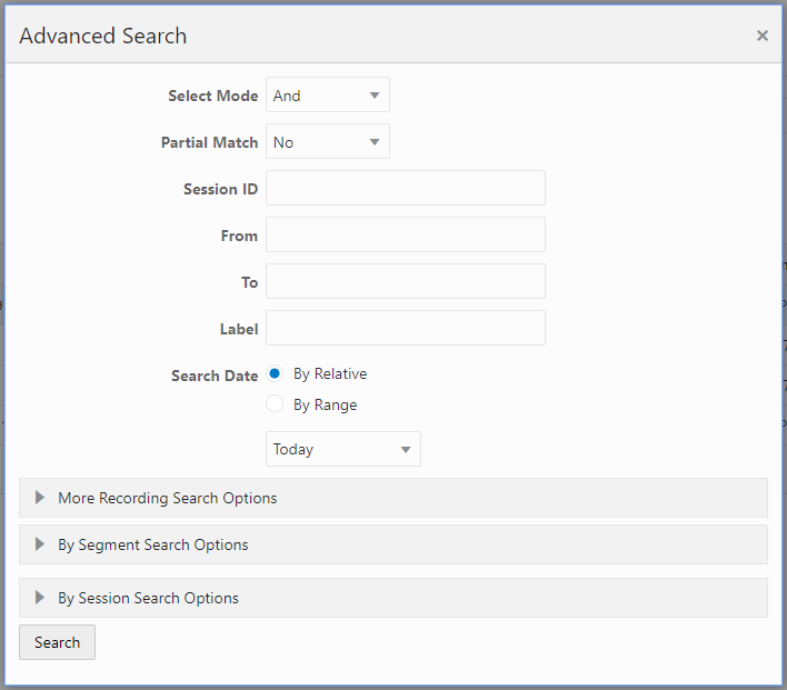 This screenshot shows the Advanced Search page.