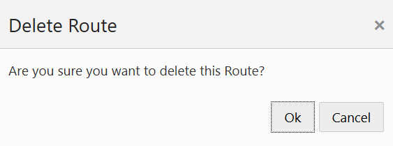 This screenshot shows the delete route dialog box.