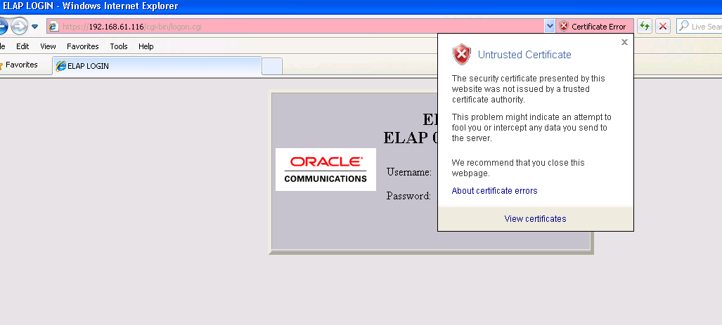 Certificate Error