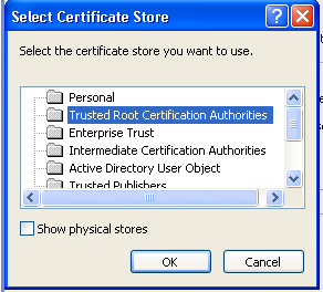 Select Certificate Store