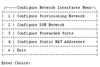 Configure Network Interfaces Menu