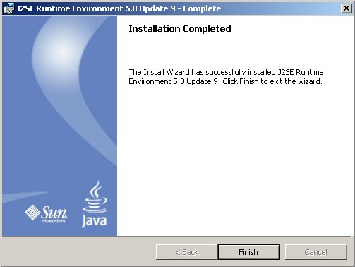 Java Installation Complete Window