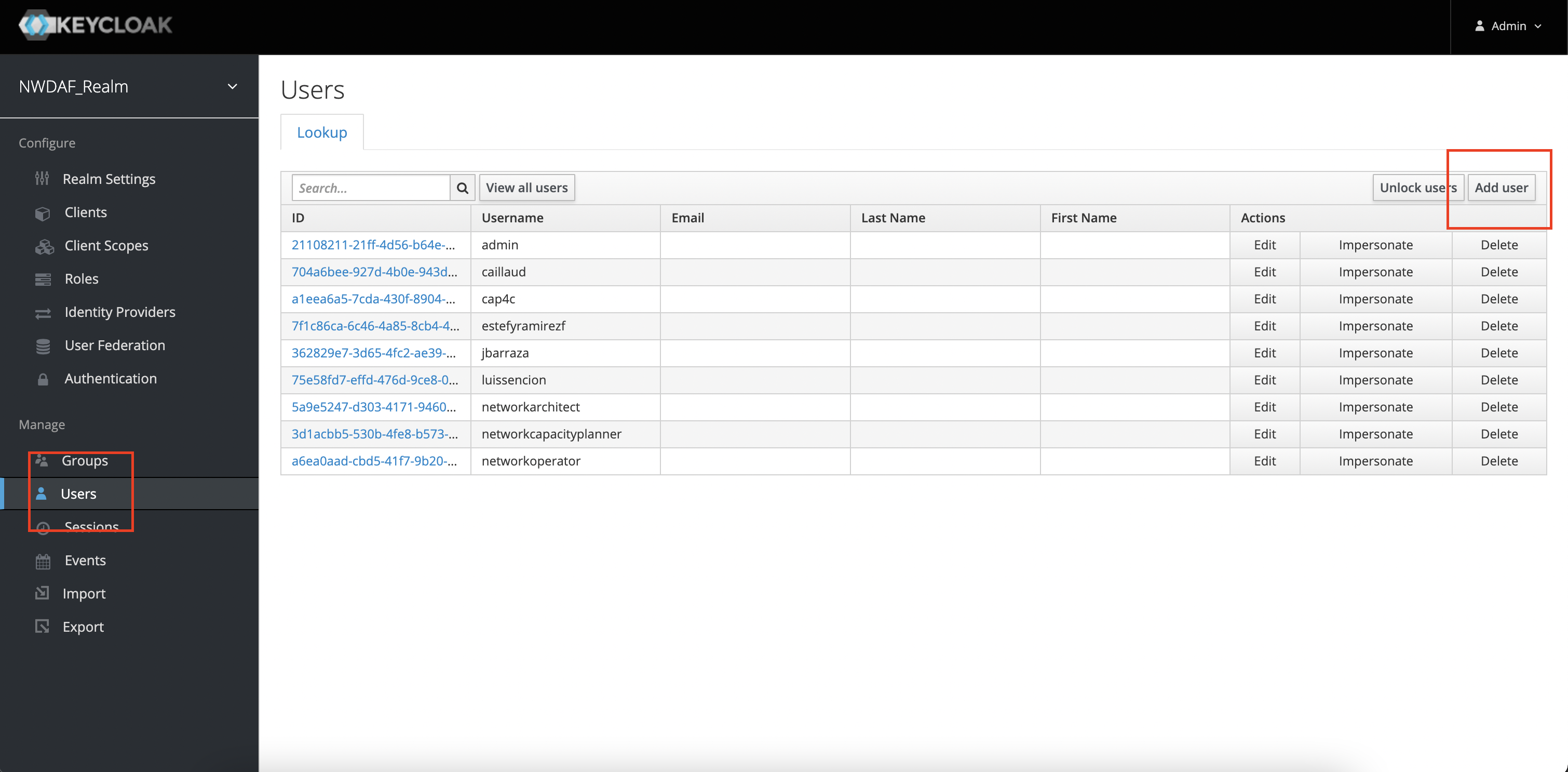 OCNWDAF Console Configuration