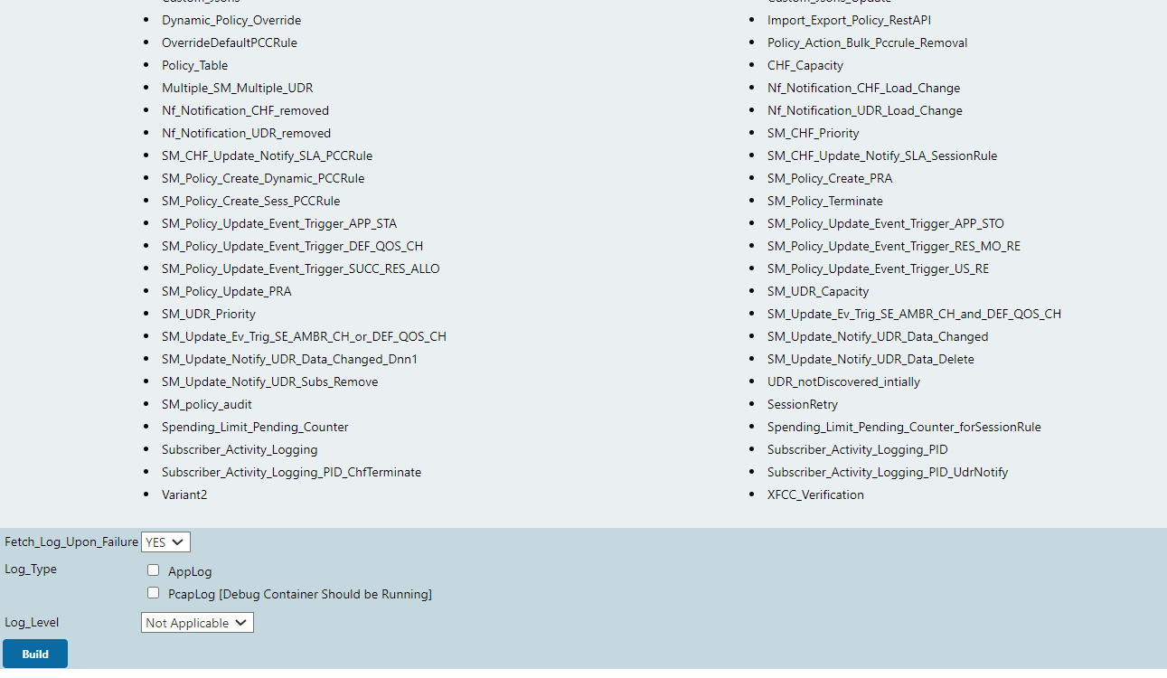 Application Logs and PCAP Logs Selection