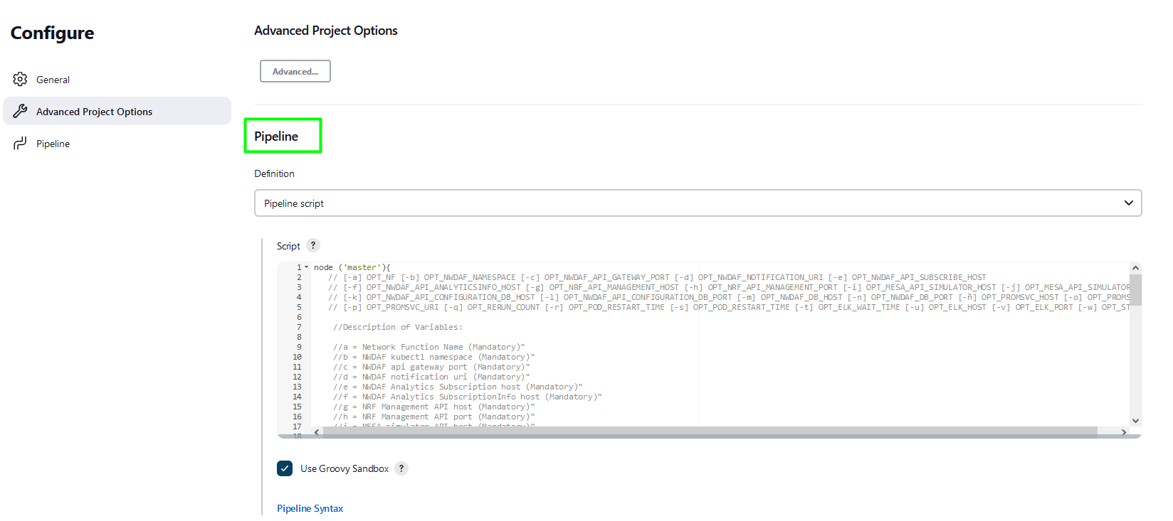 Configure Pipeline Configure Pipeline