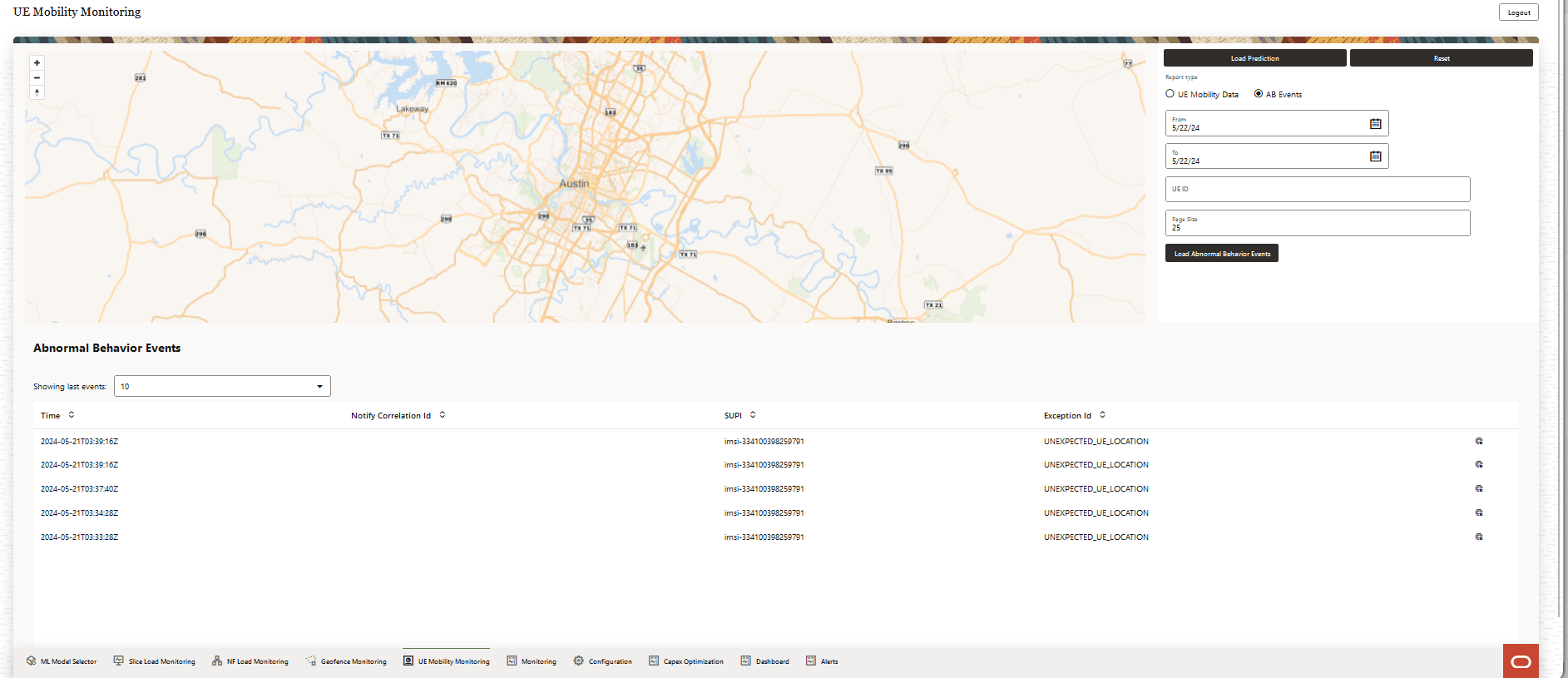 UE Mobility Monitoring