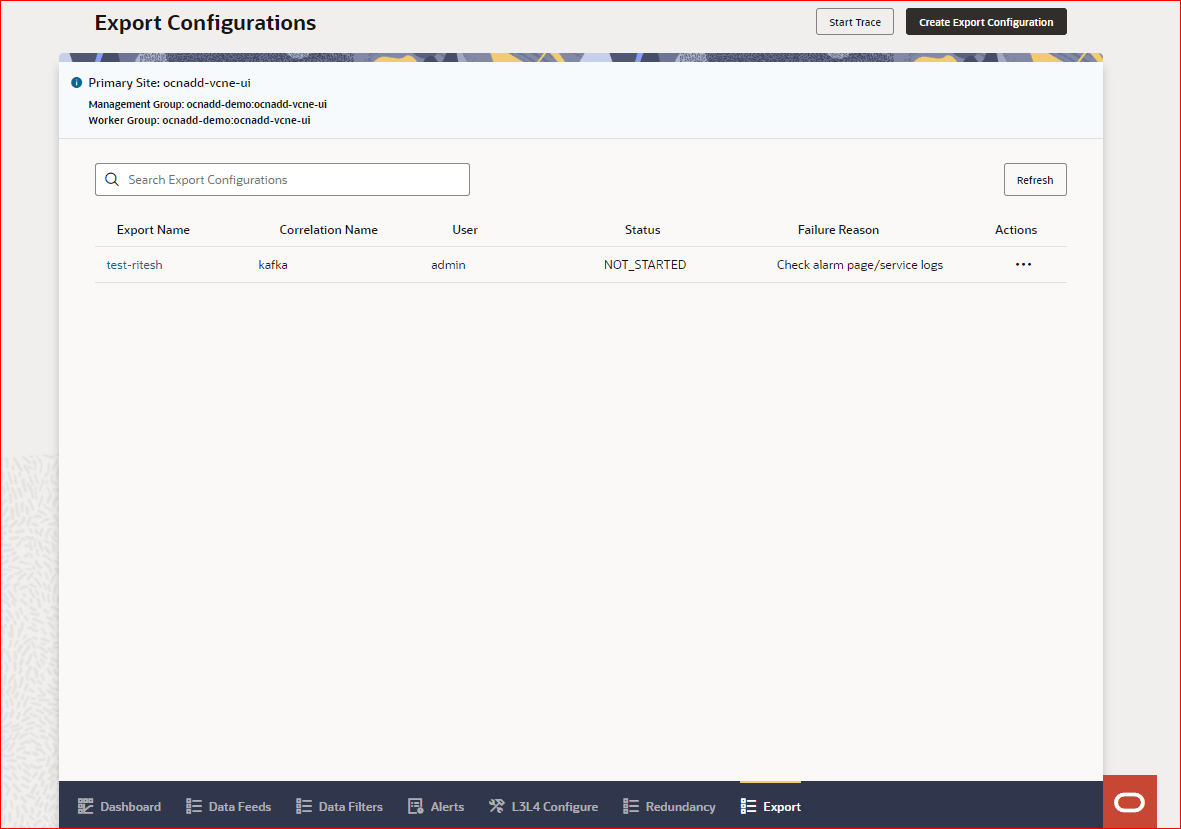 Export Configuration List