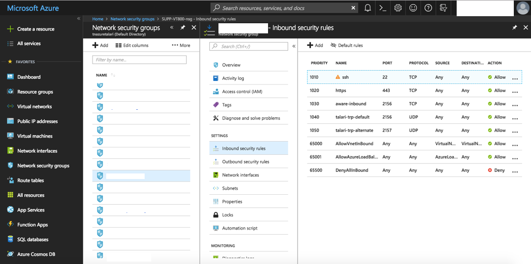 Create Inbound/Outbound Security Rule on NSG