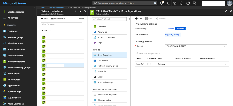 Enable IP Forwarding on Virtual NIC