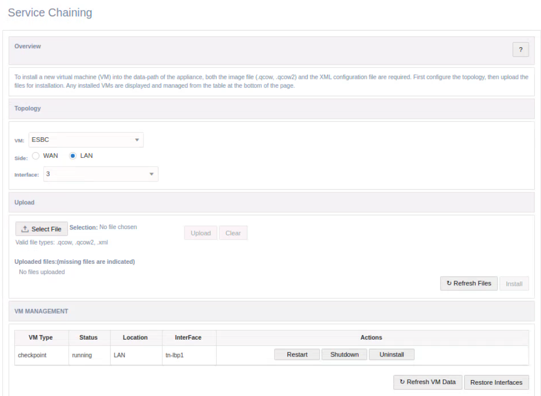 Service Chaining UI Screen