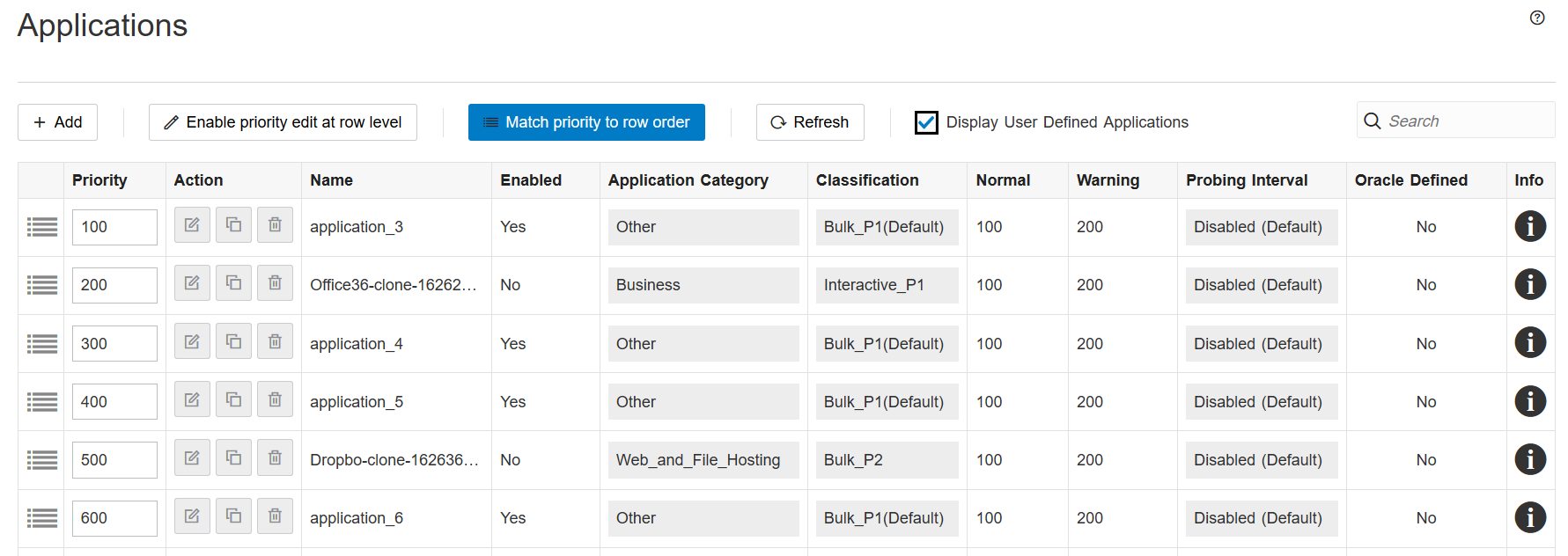 Image showing user defined applications